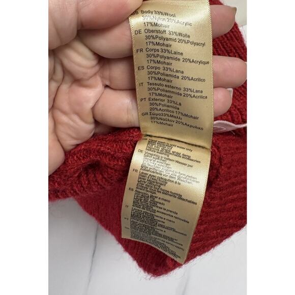 Scotch & Soda Red Wool Mohair Deep V-Neck Sweater Dress Women’s L - Picture 6 of 7